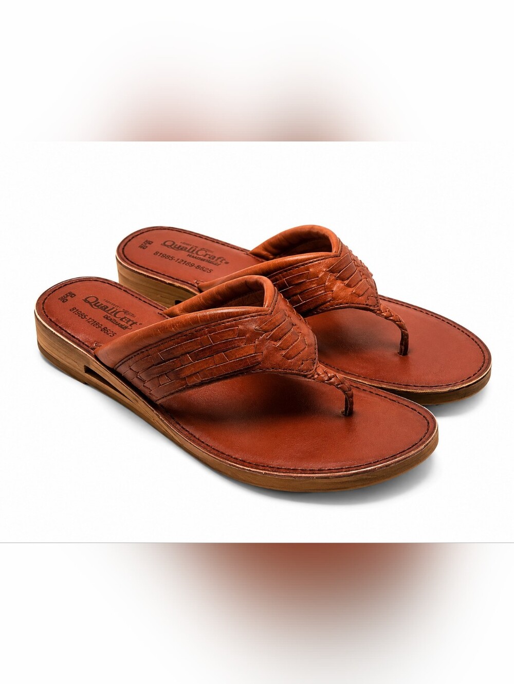 Vintage QualiCraft Leather Woven Thong Sandals Brown Slides Brazil 10 Artisan